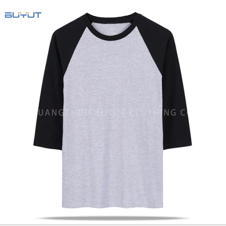 Contrast Trim unisex blank Baseball t shirts 3/4 Sleeve  Raglan Sleeves T shirt