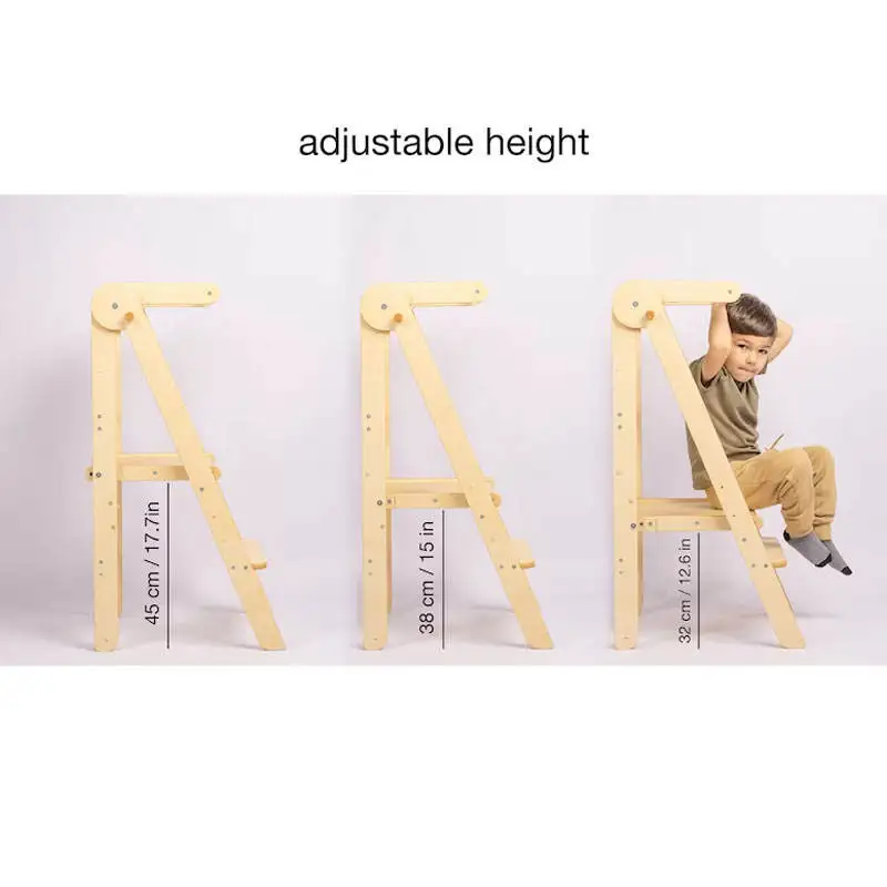 Kitchen Step Stool Children Learning Tower Montessori Practice Adjustable Height Stool Kids Foldable Learning Helper Tower