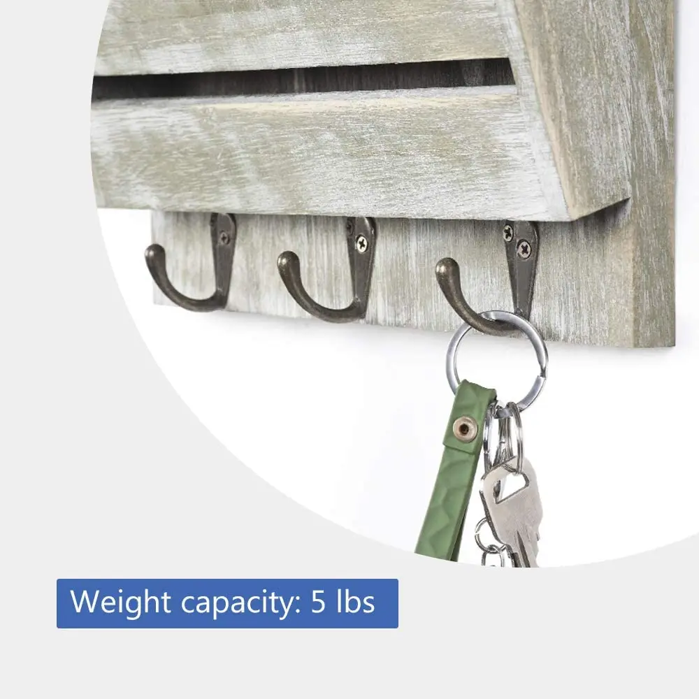 
Mail Sorter Wall Mount 2-Slot Mail Key Holder Organizer with 4 Key Hooks 