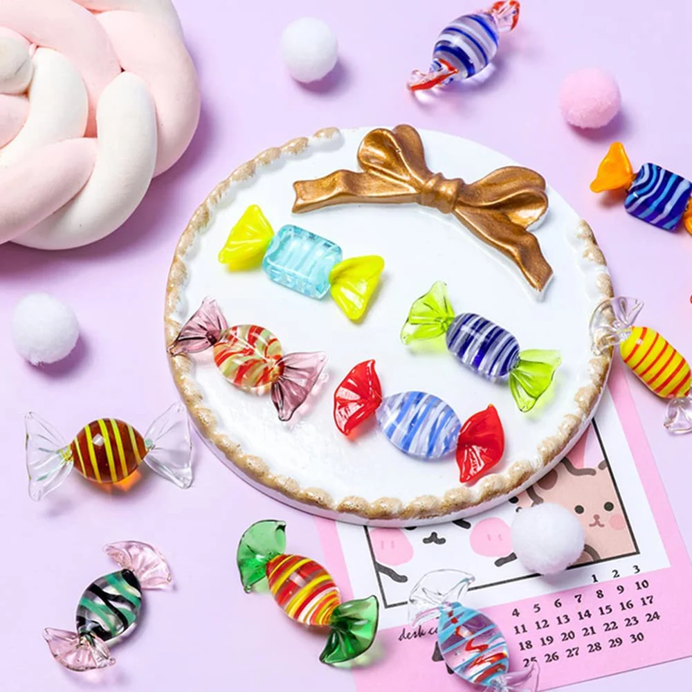 Mixed Styles Decorative Lampwork Murano Christmas Glass Candy Ornament for Festival Decorations Gift