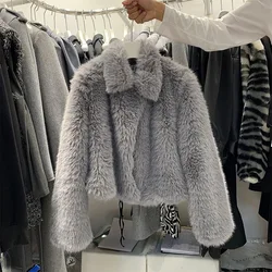 2022 new design drop shipping fashion women fur coat loose fur jacket ladies