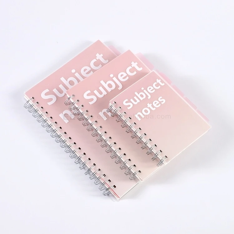 Cheap Customizable Transparent PP  B5 A5 A6 104 Sheets Mini Lined Subject  Spiral Notebooks For Students