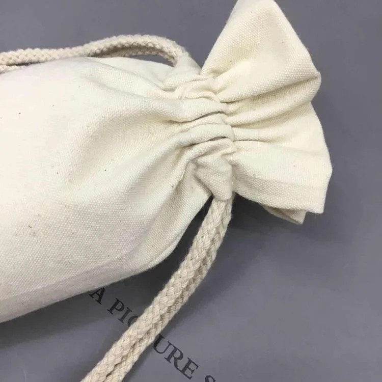 Custom logo cotton round bottom drawstring bag creative gift storage bag canvas burlap bag factory wholesale