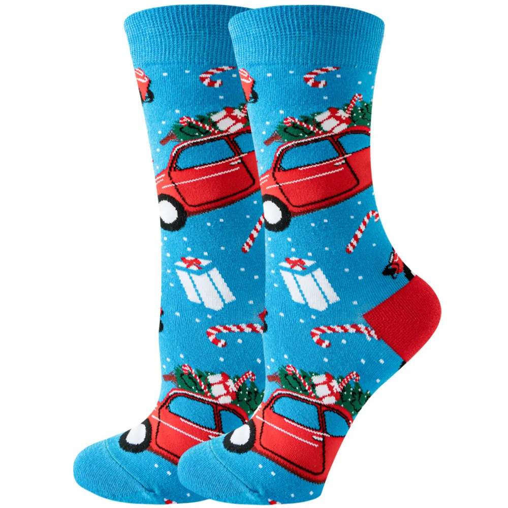 New Custom Design Fashion Santa Xmas Christmas Colorful Men Colorful Dress Socks