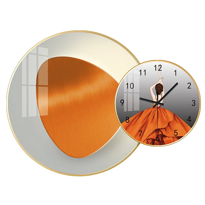 European crystal combination wall clock decoration, background wall clock decorative painting, silent wall clock