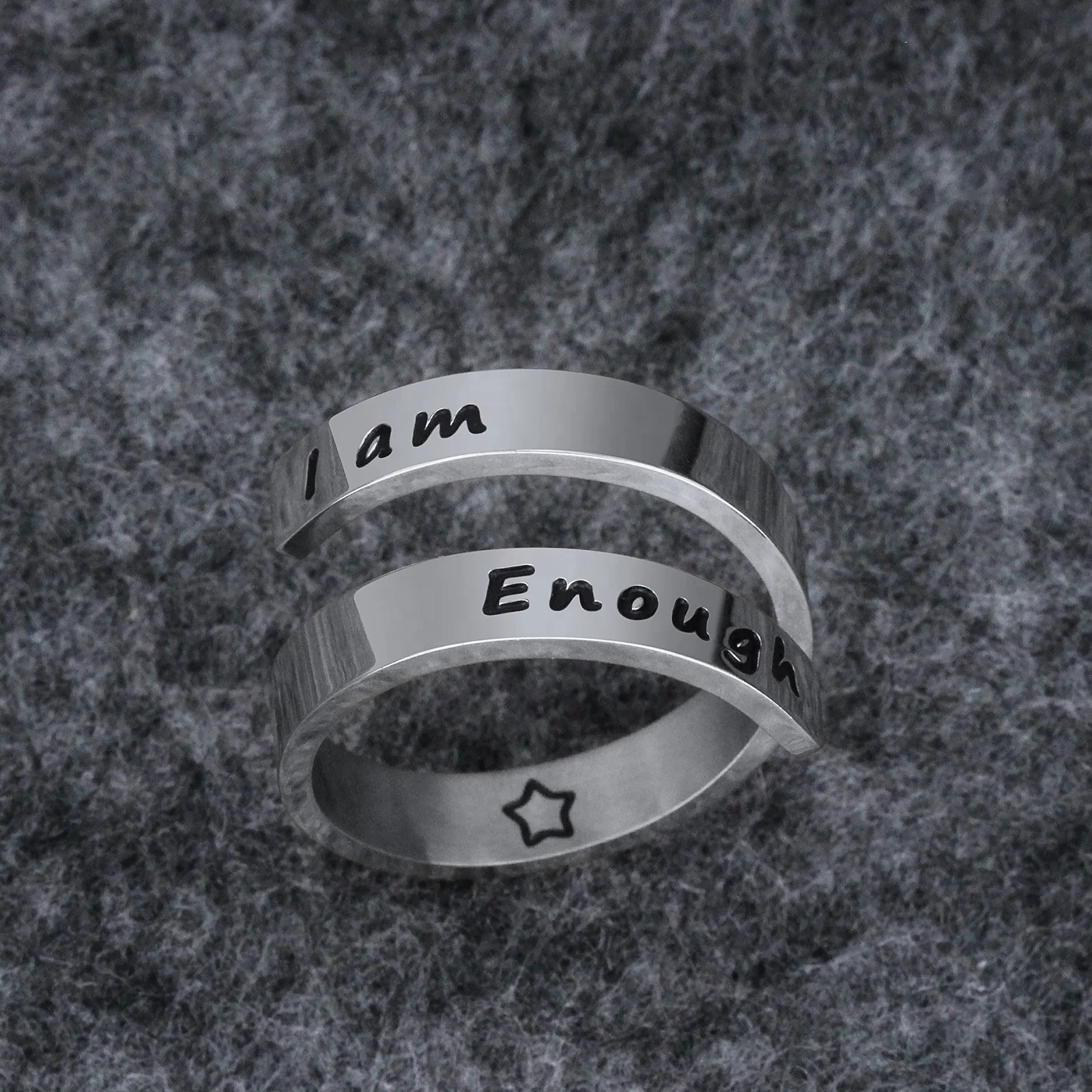 Lettering she believed she could so she did Double layer ring 316L Stainless Steel rings best friends finger ring jewelry