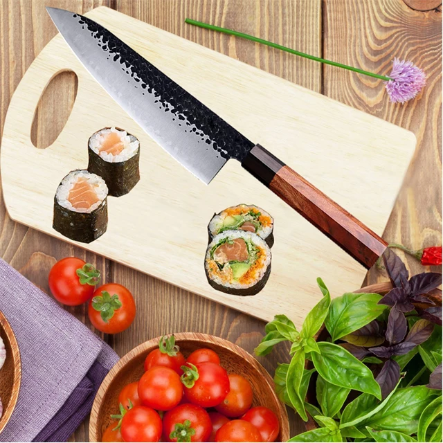 Amazon hot selling Japanese chef knife 9 inch Damascus santoku knife with wooden handle