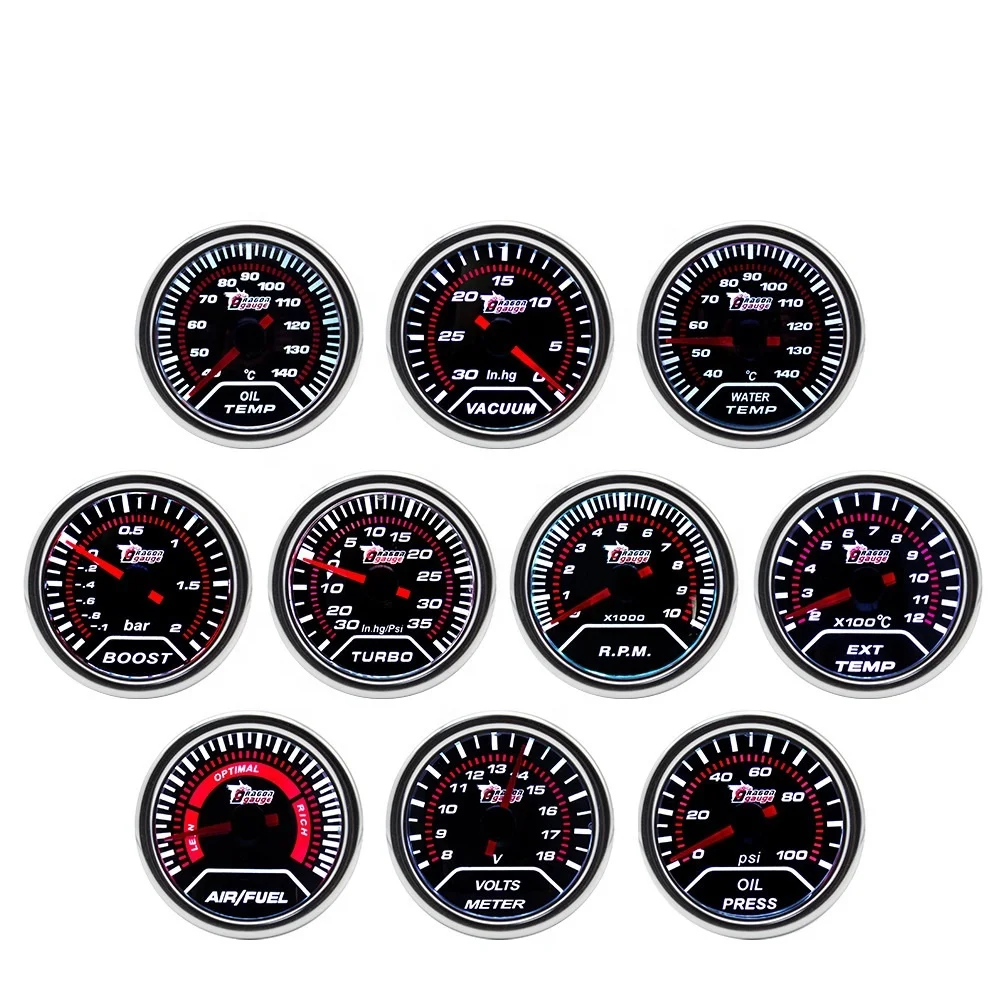 52mm 10000 rpm Universal Digital Car Tachometer Meter Auto Boost Water Oil Temperature Vacuum Gauge