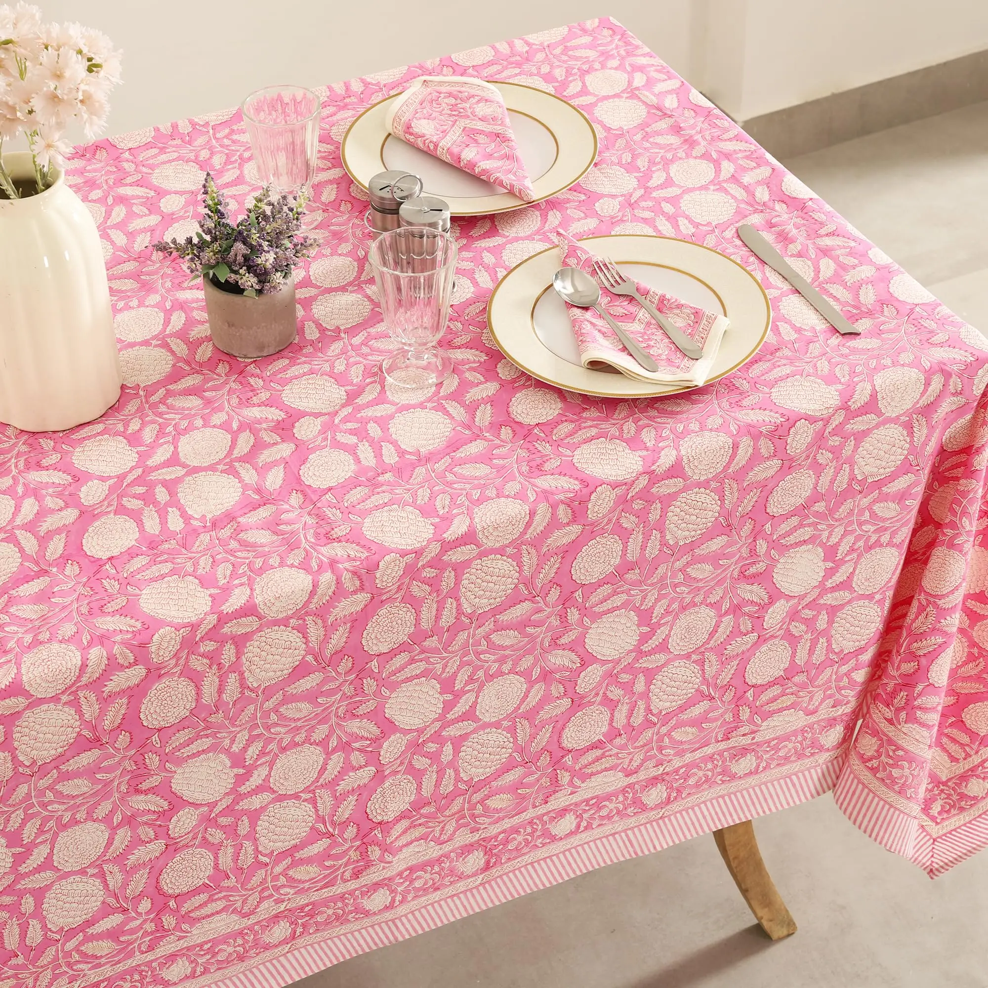 Elegant Plain Cotton Table Clothes Cheap Rectangle Table Clothes Elegant Block Printed Cloth Table