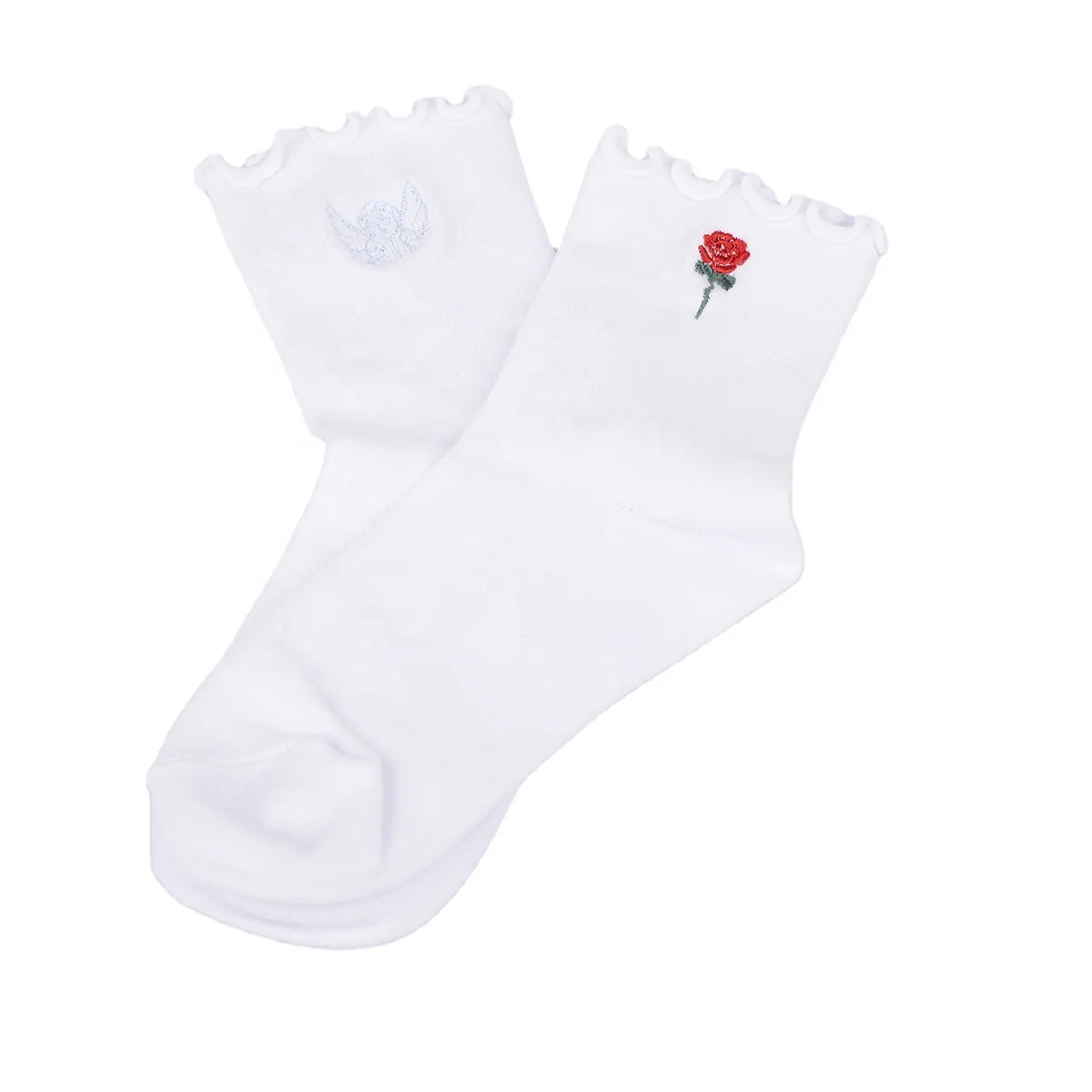 popular creative angel rose pattern white socks china