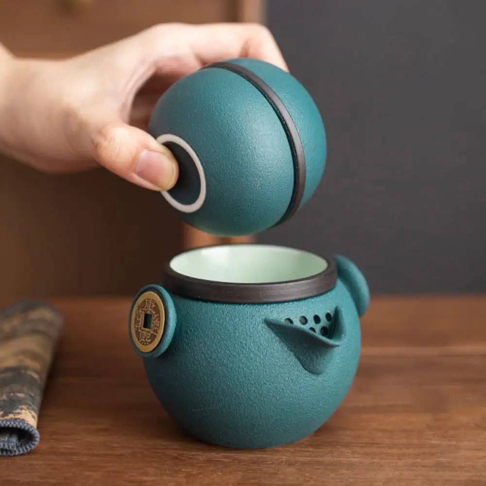 Chinese travel tea set ceramic teapot one pot two cups portable outdoor treasure pottery tea cup set