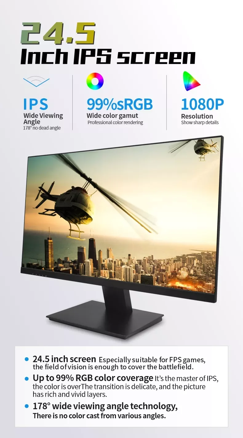 Manufacturer 24.5 inch flat full HD display 2K 4K led lcd computer monitor frameless gaming monitor pc