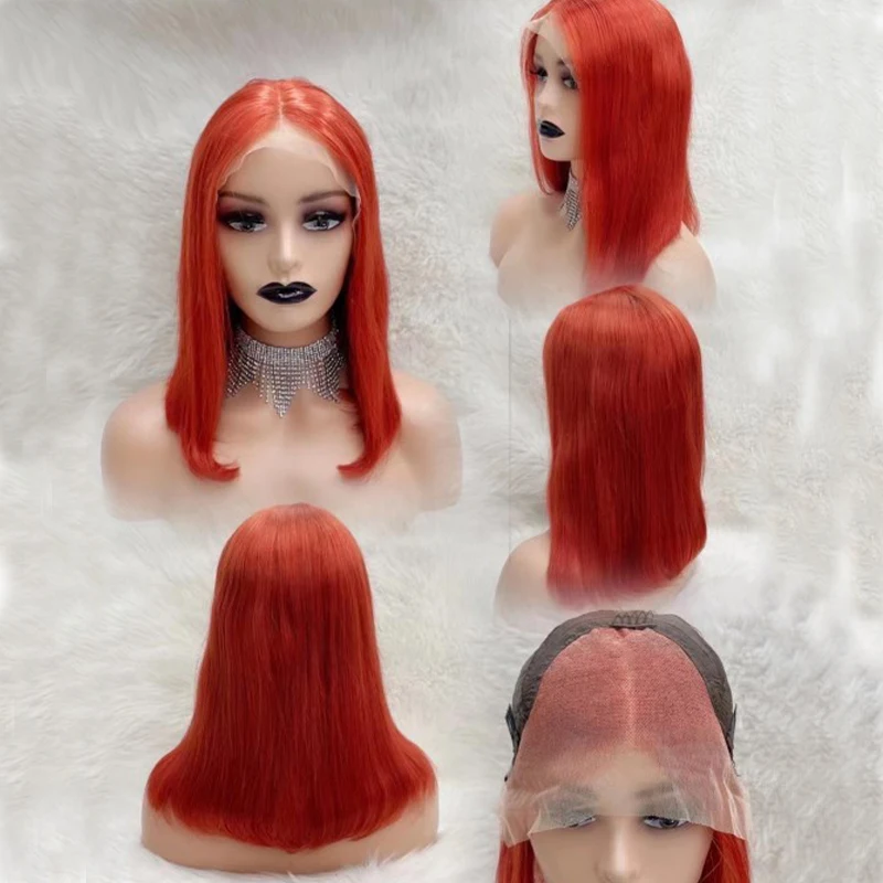 Vendor Virgin Raw Indian Human Hair Lace Front Straight Brazilian Natural Wave Short Bob Wigs With Bangs Bob Wigs