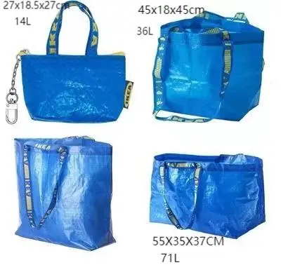 Eco Packaging Bags Carry Bag PP Woven Shopping Plastic -friendly Heavy Duty Blue Shinny 14L 36L 71L Supermarket Bag Recyclable