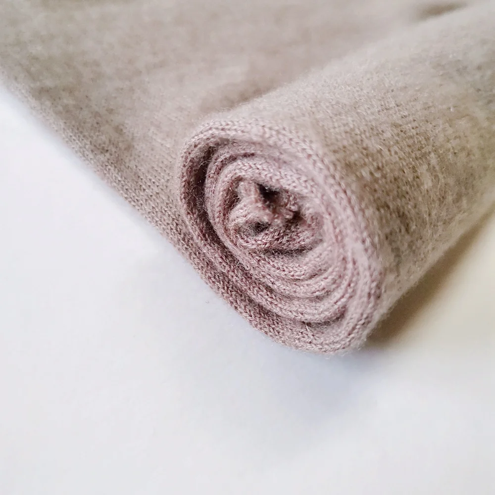 Luxury 100% Cashmere jersey fabric yarn dyed anti-pill single knitting textile fleece fabric for clothing