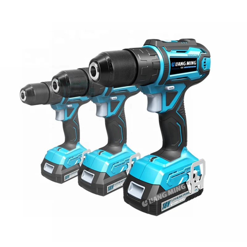 Electric 18V Lithium Battery Portable Fast Charging Cordless Brushless Impact Drill Press Tool Combo Set model CD-B1218-2T