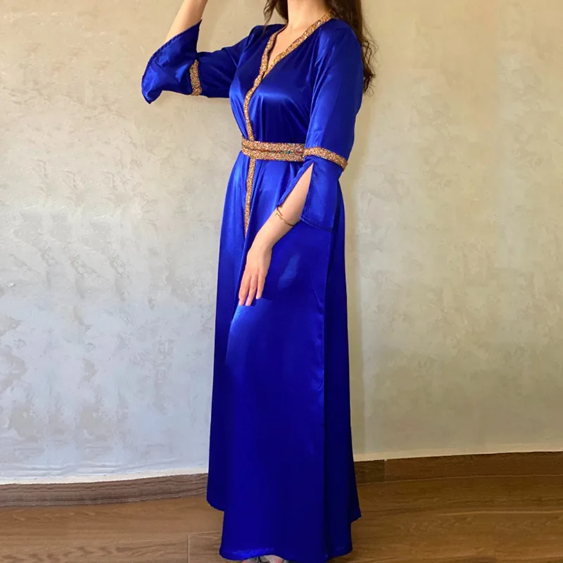 2021 женское летнее марокканское платье Jilbab Abay мусульманское кимоно ОАЭ халат Abaya Саудовская Аравия