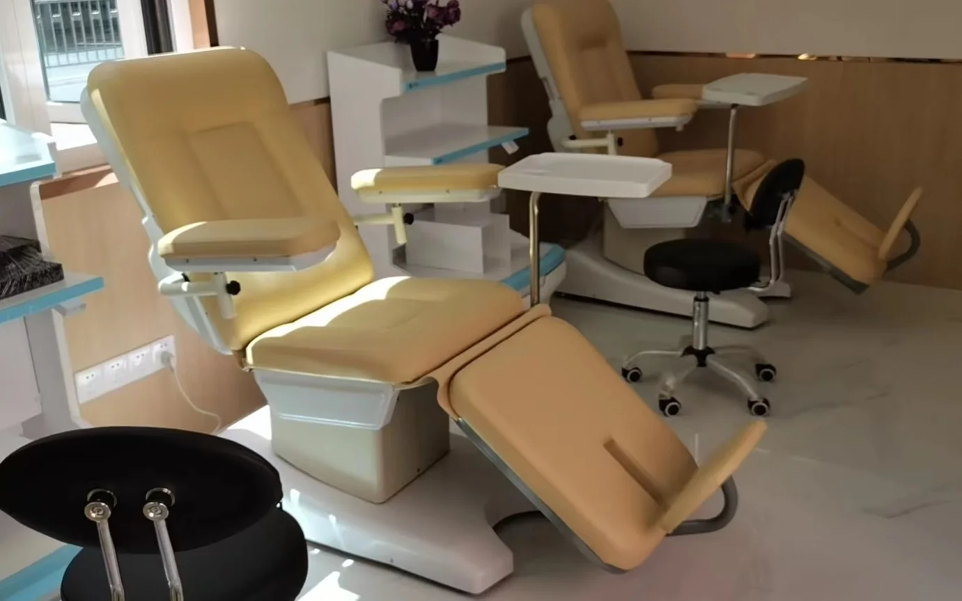 Electric 4 motor reclining dialysis chair hospital adjustable blood collection trendelenburg chair support CPR