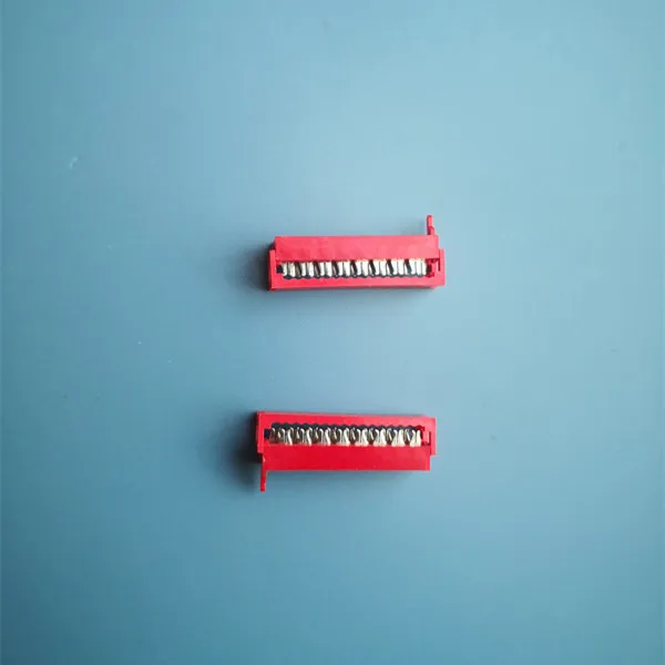 red 1.27mm Tyco IDC socket Polarized and contain strain relief clips contact with 1.27mm flat cable and dip to PCB