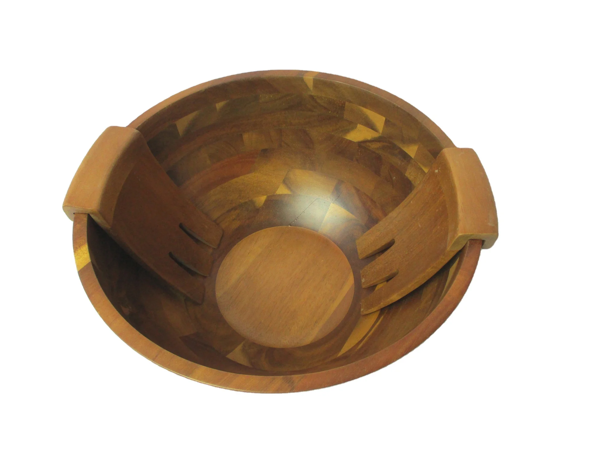 
Most Popular Round Salad Bowl With Wooden Handle Multi Function Salad Serving Bowl 