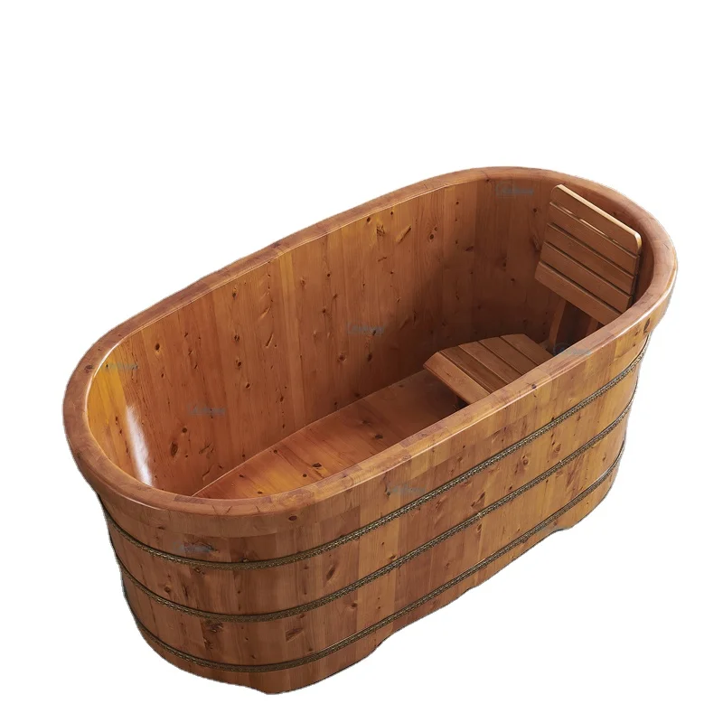 Japanese Style outdoor Single Adult Soak Wood Bath Tubs solid wooden barrel bathtub