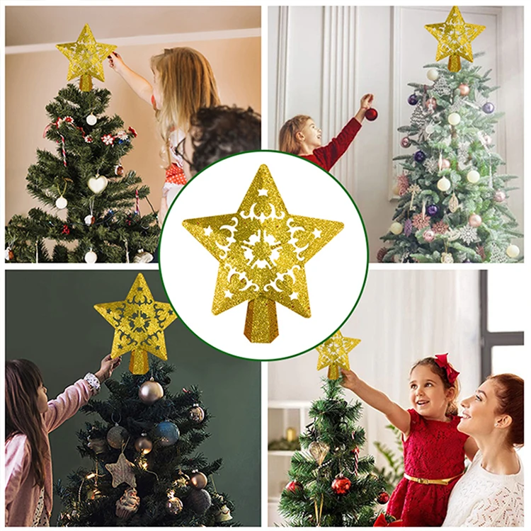 Wholesale 3D Whirling Christmas Tree Decoration Light Gold Blue Silver Star LED Projection Lamp
