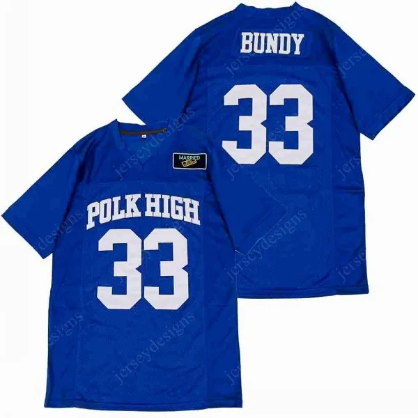 Wholesale Married with Children #33 Al Bundy Polk High Blue Movie Football Jersey Stitched