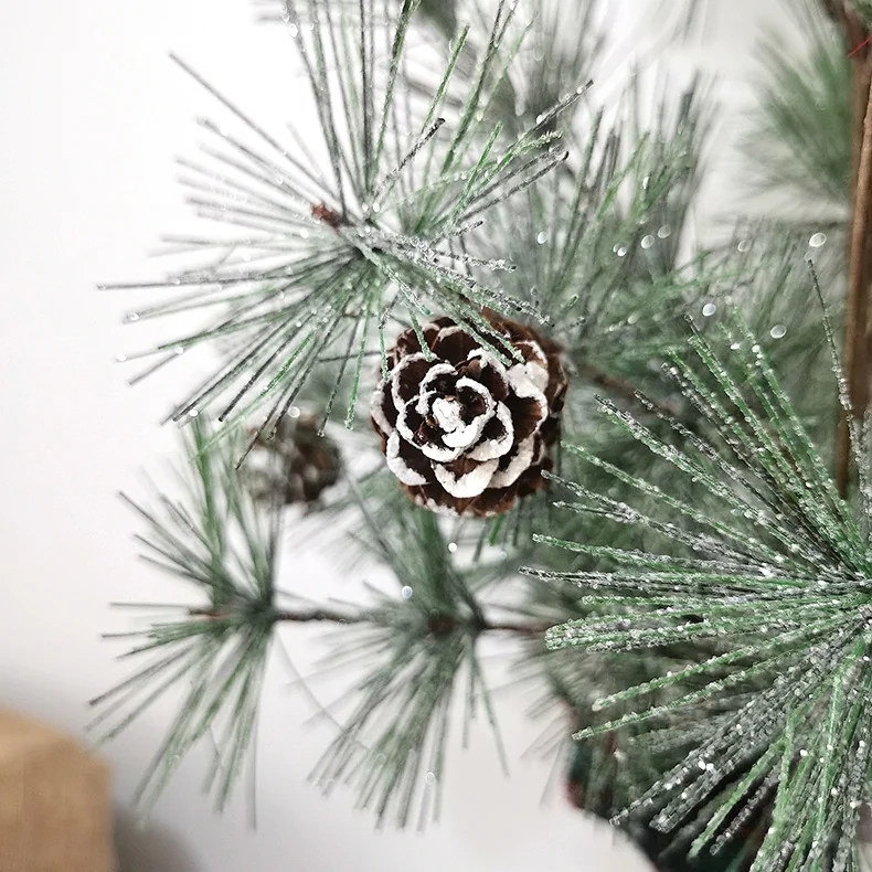 Christmas gifts mini glitter pine needle Christmas trees with red feather bird Christmas tree