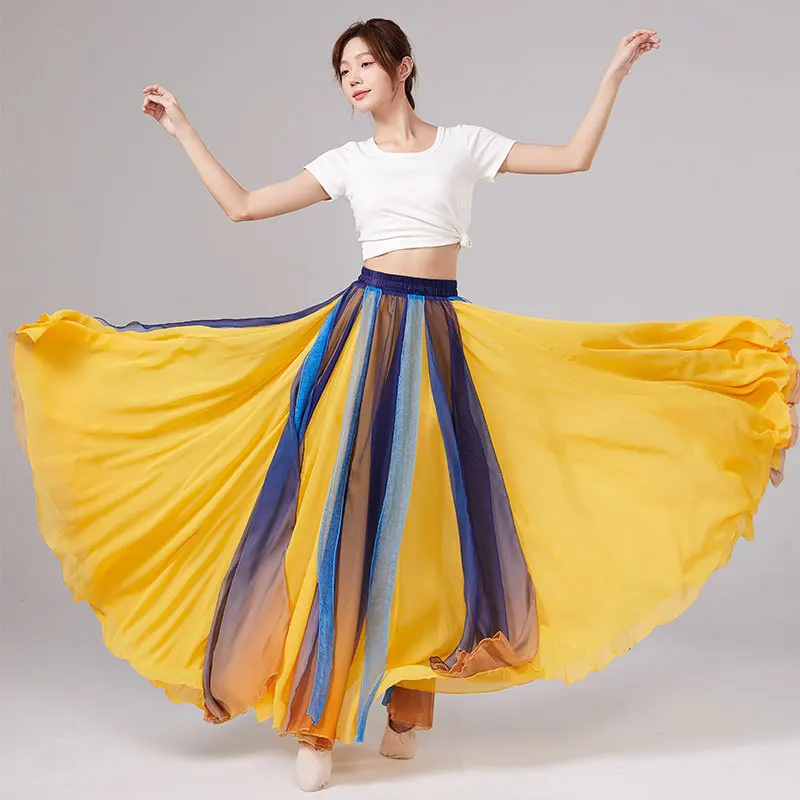 Women Lyrical Dance Skirt Long Ballet Wrap Skirt Flowy Maxi Skirts