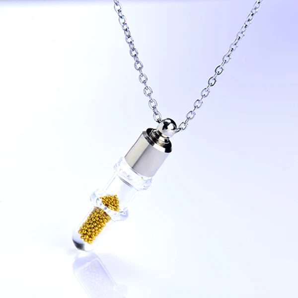 Cylinder hollow glass bottle with beads cover vials pendant glass bottle  jewelry findings