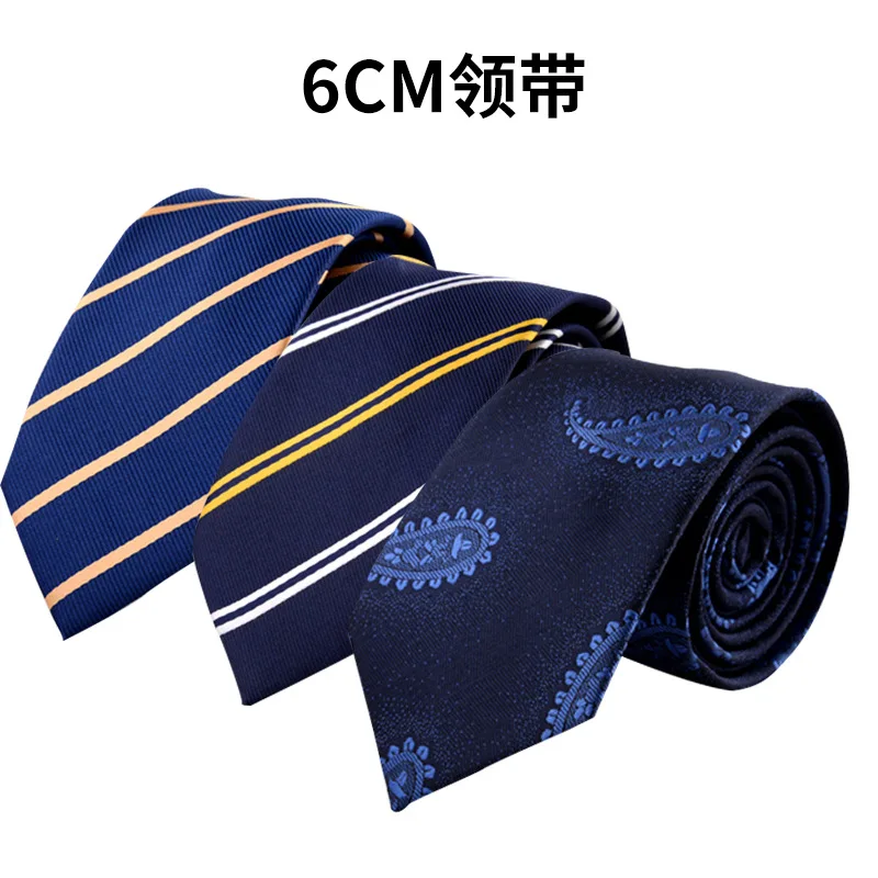 Wholesale New Trends Neck Tie Italian Black Mens Polyester Tie Strip Dot Luxury Jacquard  Navy Neckties