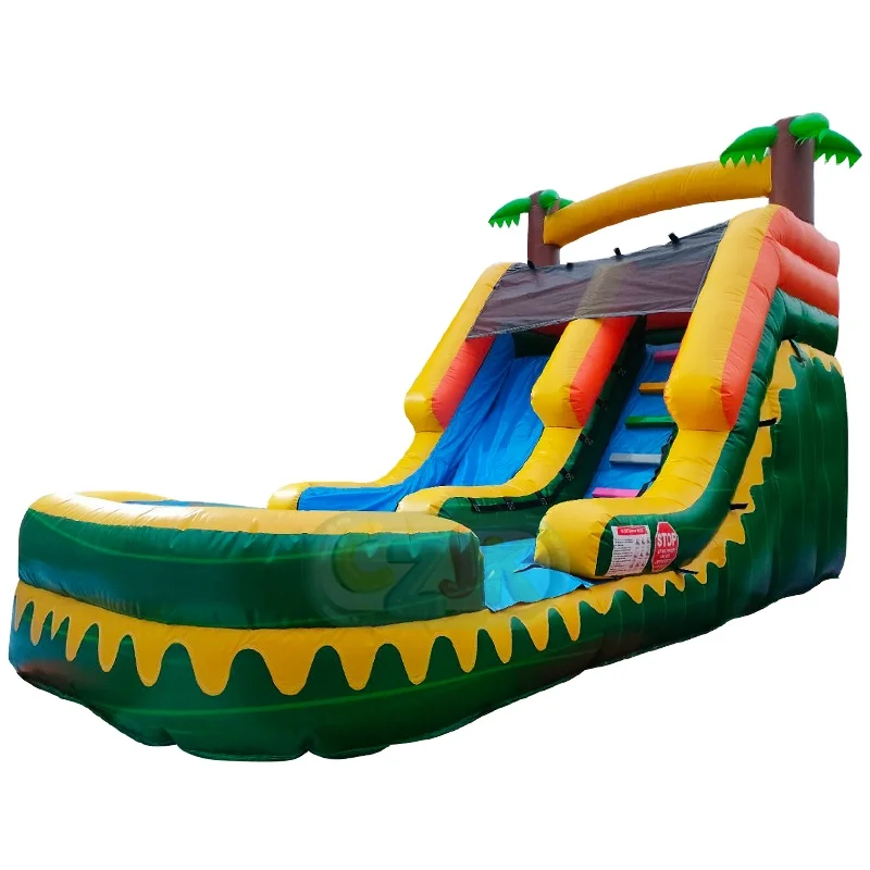 18 ft commercial wet dry green water slide inflatable pool slide sea breeze wave inflatable water slide