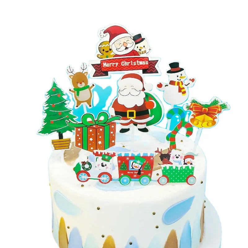new design Merry Christmas Santa Clause Paper Christmas cake topper Santa themed cake topper for Christmas cakes