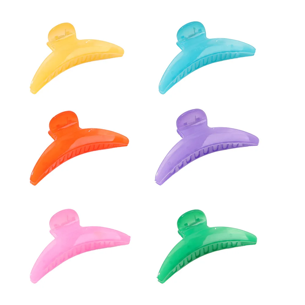 Amazon hot sale 11cm crescent shaped hairpin shark clip headdress Candy colored jelly grips for women