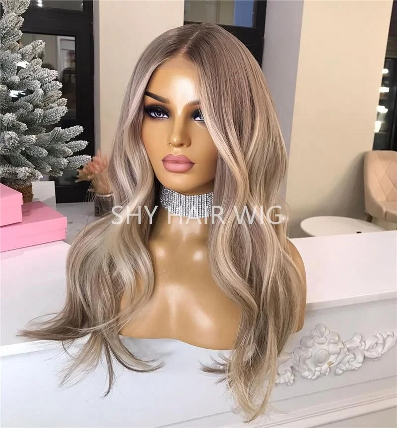Pre Plucked Blonde Ombre Body Wave Wig Perruques Vietnamienne Blonde Highlight With Natural Looking Babay Hairs