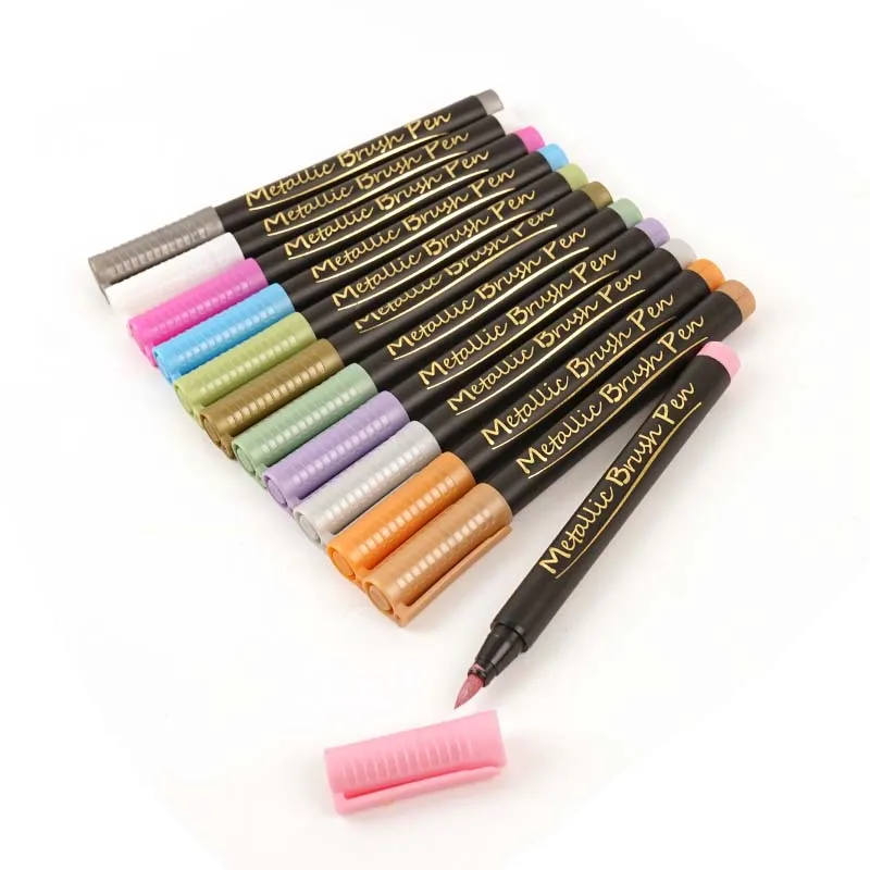 customized logo wholesale 12 colors set portable fluorescent highlighter art markers for kids painting
