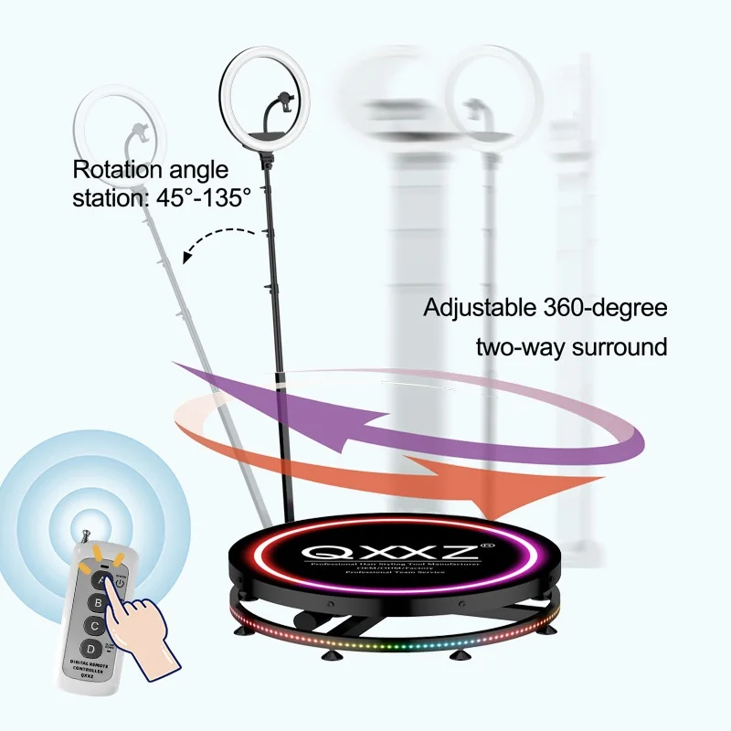 360 Slow Motion Rotating machine Manual Party 360 Kiosk Selfie Machine photobooth With Adjustable Ring Light