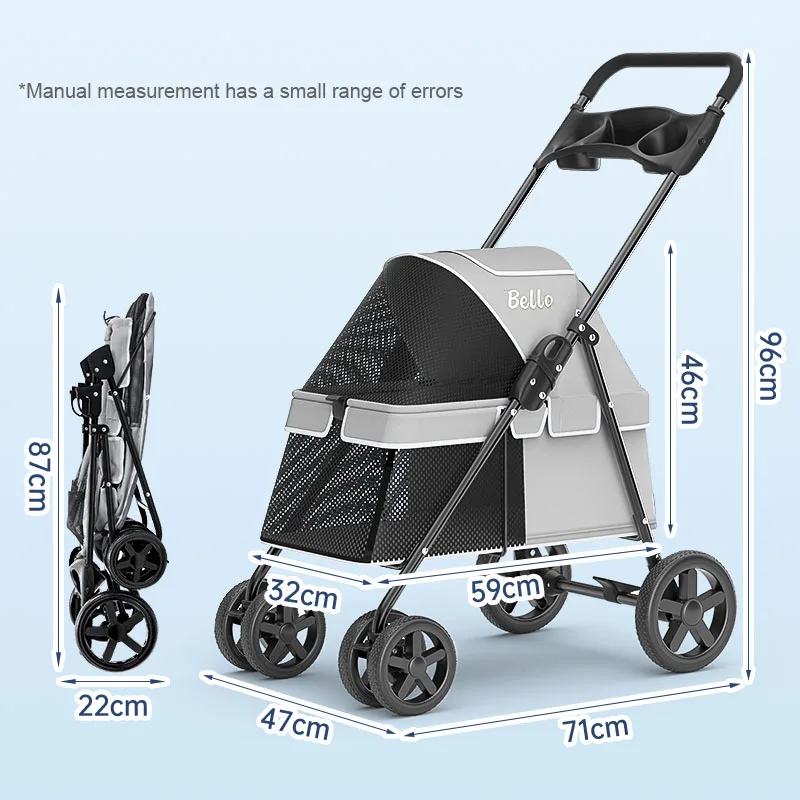 Wholesale pet travel outdoor walking ventilate stroller dog with 4 Wheels trolley