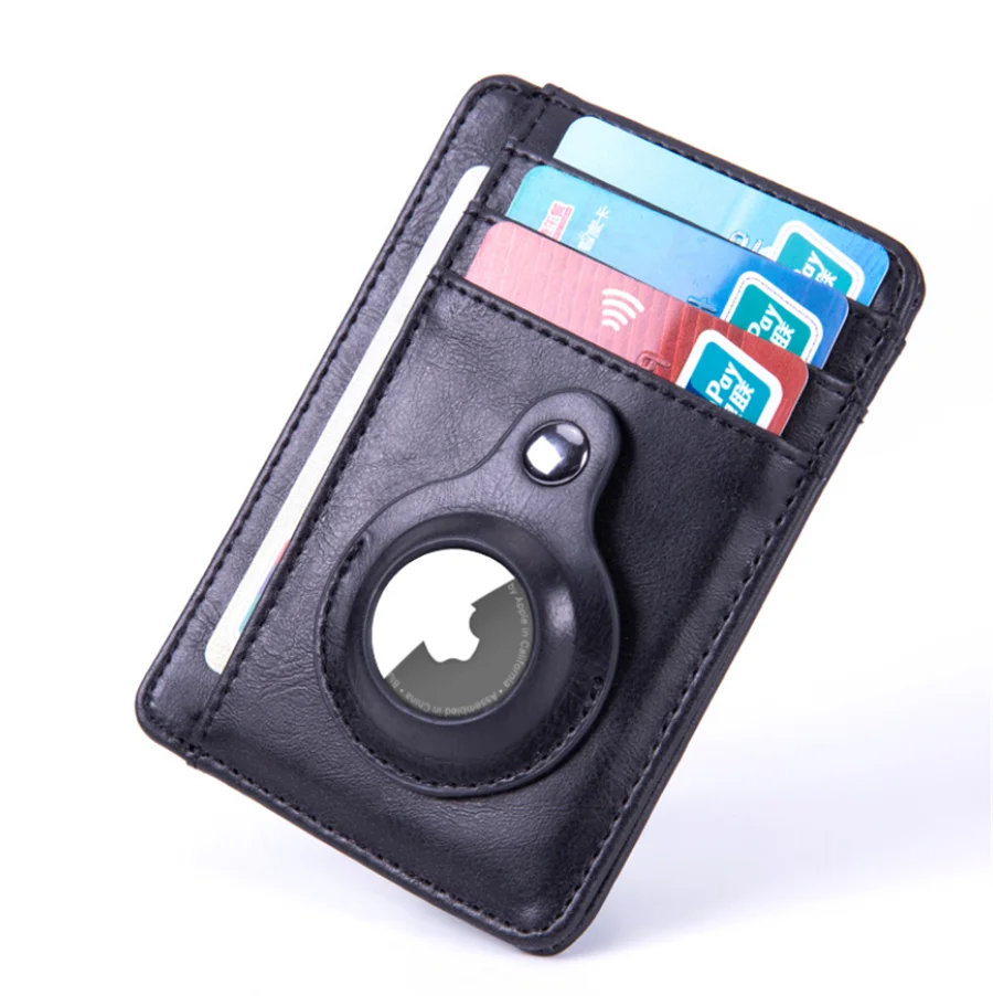 Кожаный кошелек из углеродного волокна для Apple airtag локатор с RFID-блокировкой чехол карт карман денег