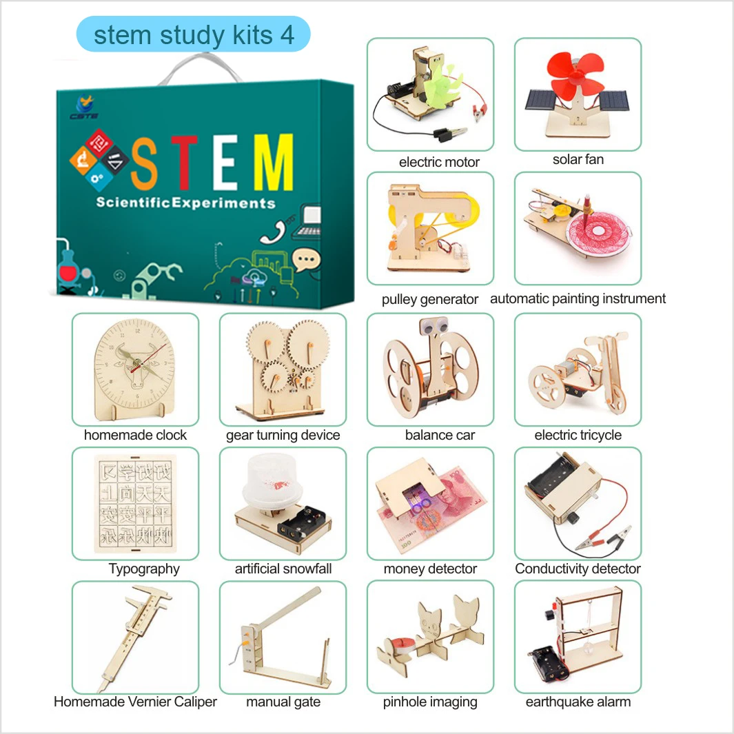 2023 Customized educational Science Fun Wooden Student Kits DIY STEAM Diy Solar STEM Toys