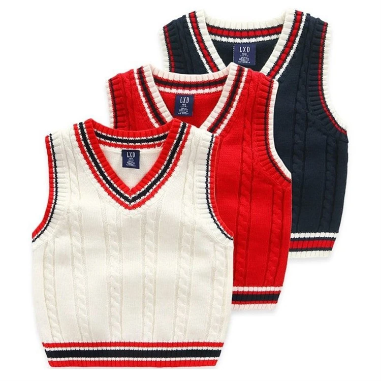 Kids Vest Fall Kids V-Neck Color Sleeveless Preppy Sweater Vest For Kids And Boys