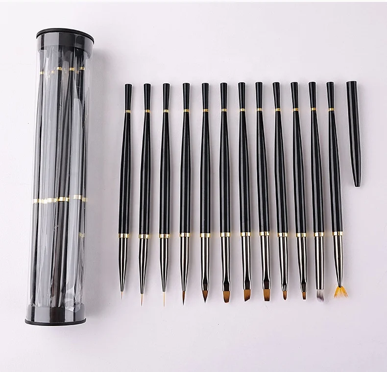 High quality detail painting kit nail art design handle brush set new nail polish brush art brush for  Professional Salon