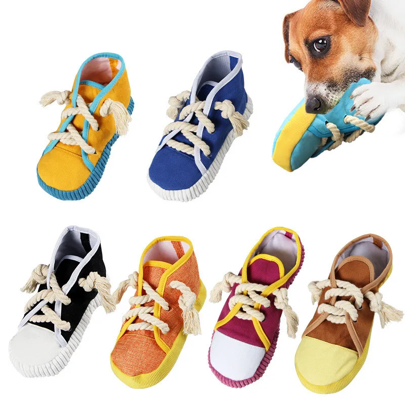 Amazon Combination Set Simulation Shoes Teeth Cleaning Dog Doll Bite Dog Toy Shoes Pet Vocal Toy