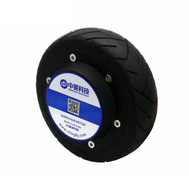 ZLTECH 5.5inch 24v 400RPM 60kg load Rubber tire 1024 PPR encoder brushless electric wheel dc servo hub motor for service robot