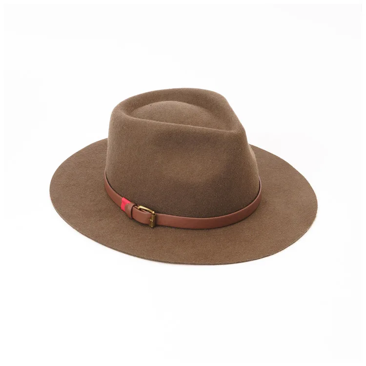 Suppliers Wool Ribbon Leather Band Wide Brim Fedora Hats For