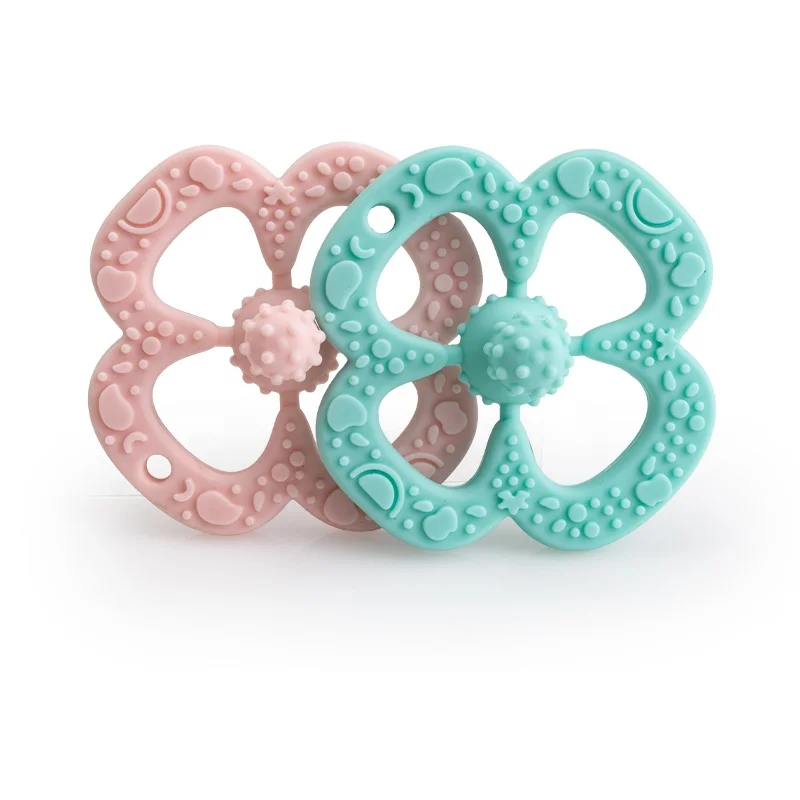 Oem Manufacturer Bpa Free Food Grade Silicon Chewable Teething Toys Rattle Ring Baby Silicone Teether