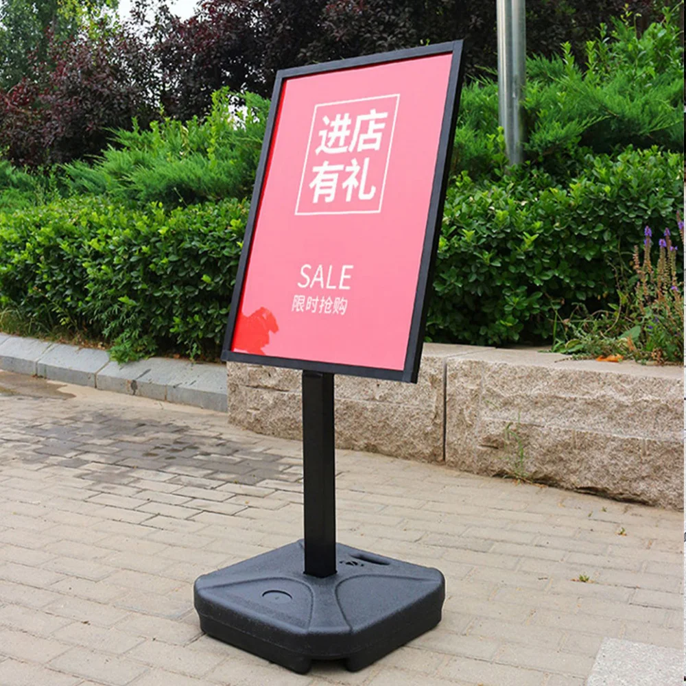 A1 Heavy Duty Poster Stand Metal Pavement Sign for Posters with Water Filling Base