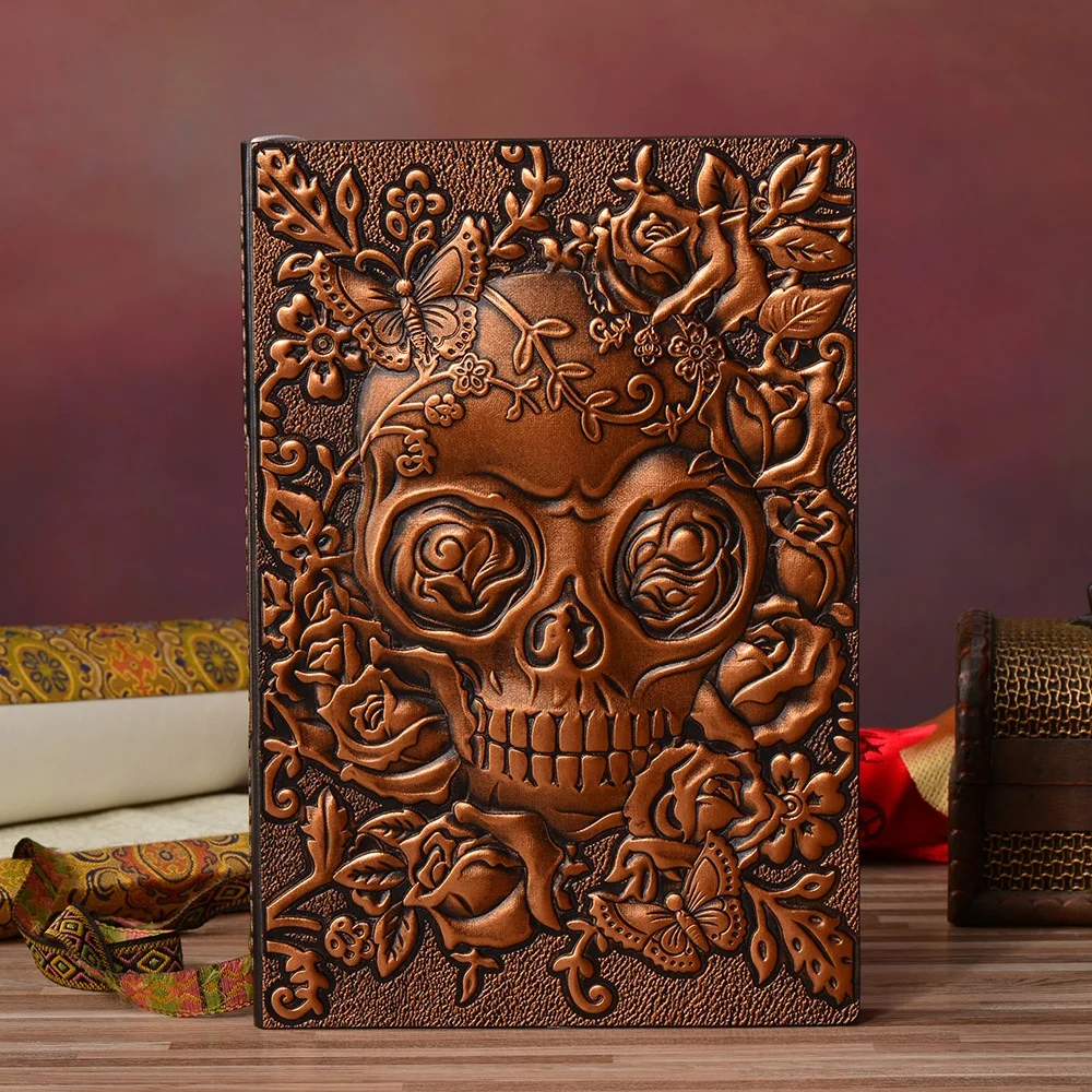New Trend Gorgeous Flower of Death Skull Dice Book PU Leather A5 Notebook for DND Gamer