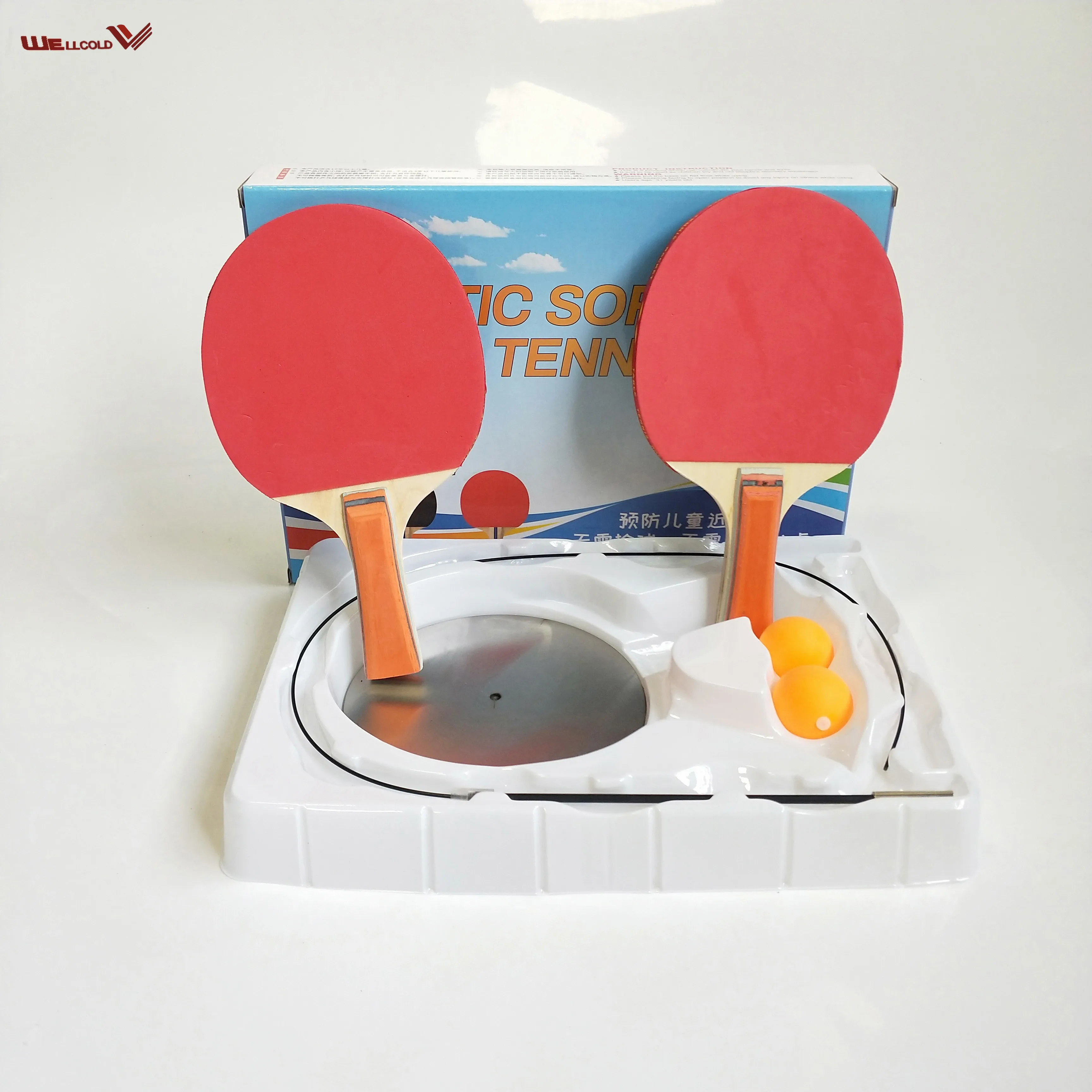 Sport toy wooden racket soft shaft  fixed height single self-practice table tennis rebound trainer for adult and kid