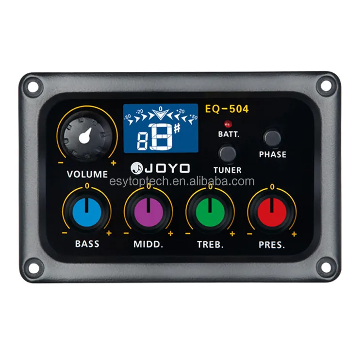 JOYO EQ-504 Digital 4 Band Colorful Knobs EQ LCD Display Pickup Preamp & Tuner for Guitar